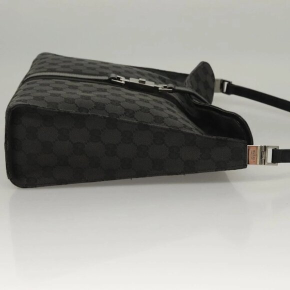 GUCCI GG Canvas Jackie Shoulder Bag Black Silver 001 3355 1781 Auth 133986 - Picture 4 of 16